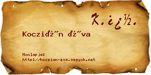 Koczián Éva névjegykártya